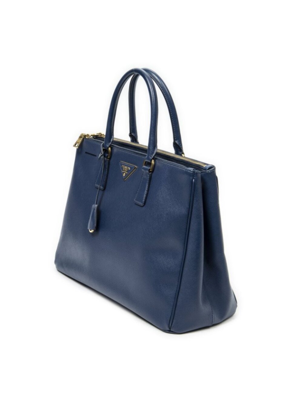 Prada Large Double Zip Galleria Tote Navy Saffiano Leather - Picture 2 of 10